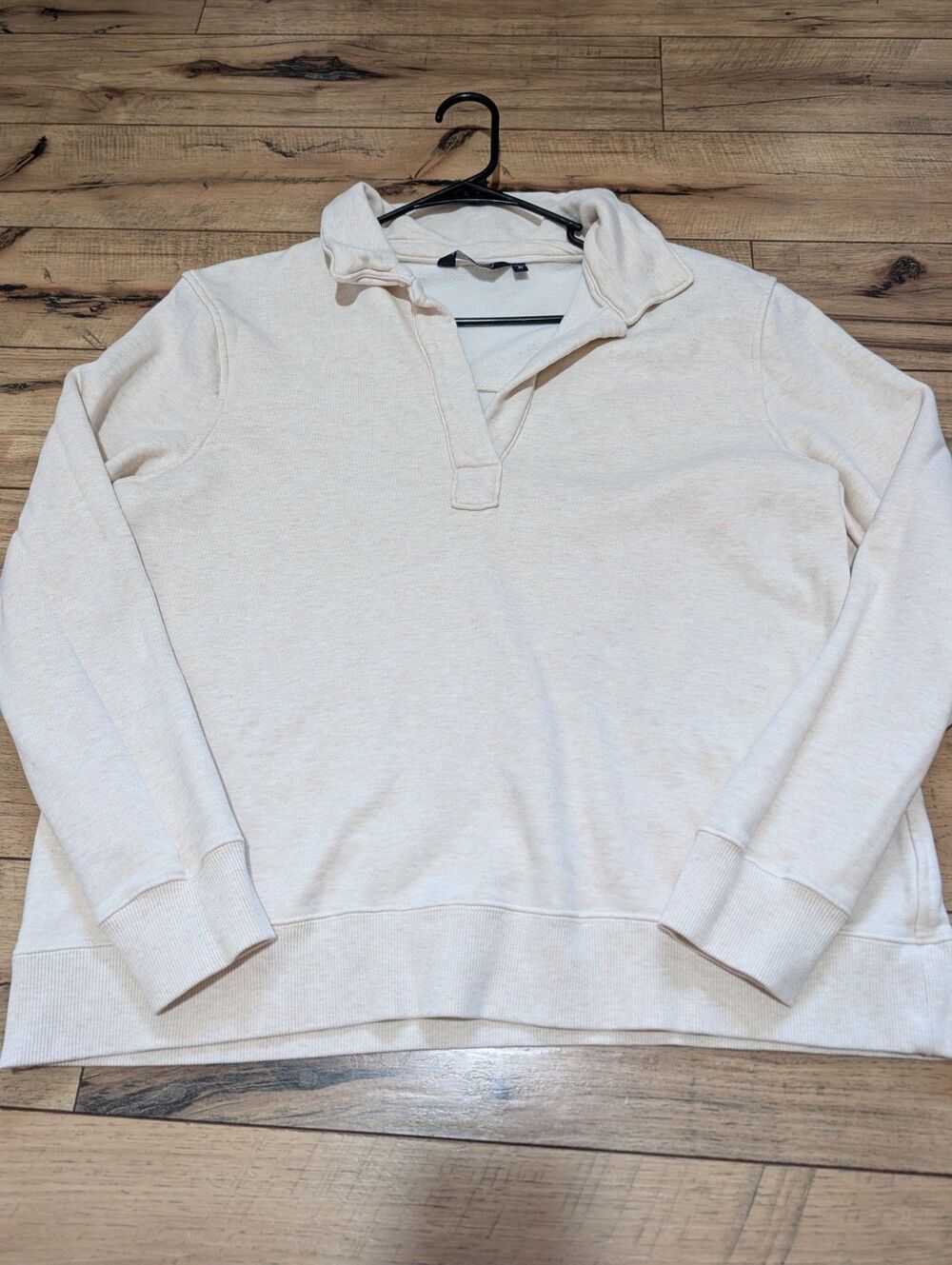 Vineyard Vines Sweatshirt Mens Medium Cream Ivory Split Neck Pullover Fleece